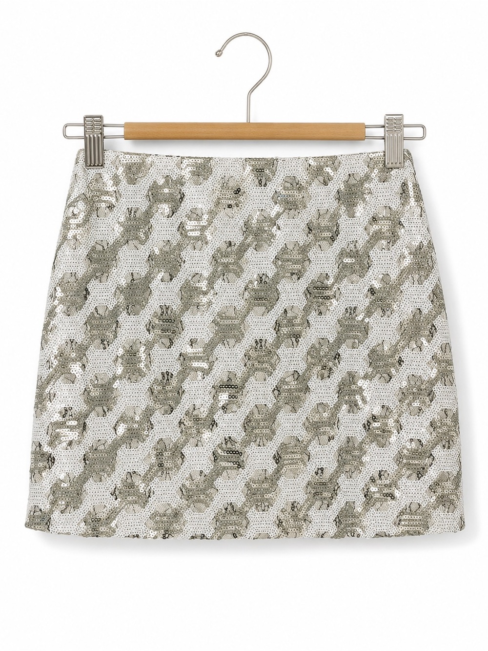 Banana Republic Sequin Mini Skirt Silver And White  Patterned Party Skirt